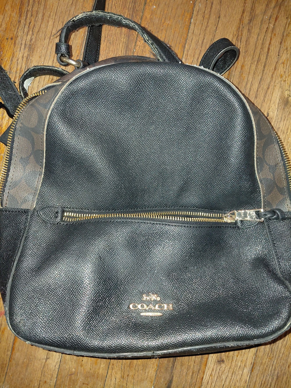 Coach Black Leather & Signature Canvas Mini Backpack